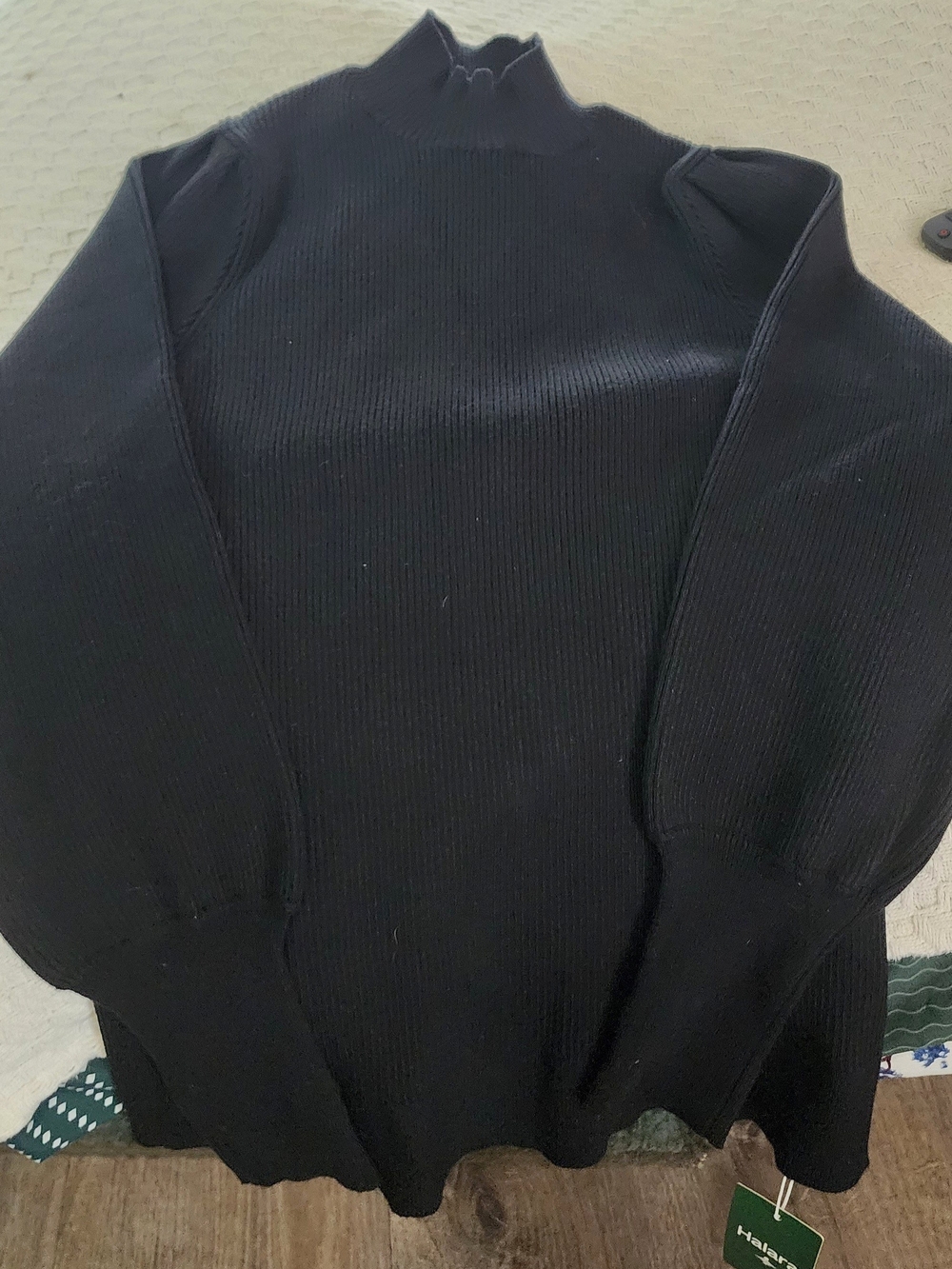 HALARA Black Ribbed Mock Neck Top Sz XL NWT